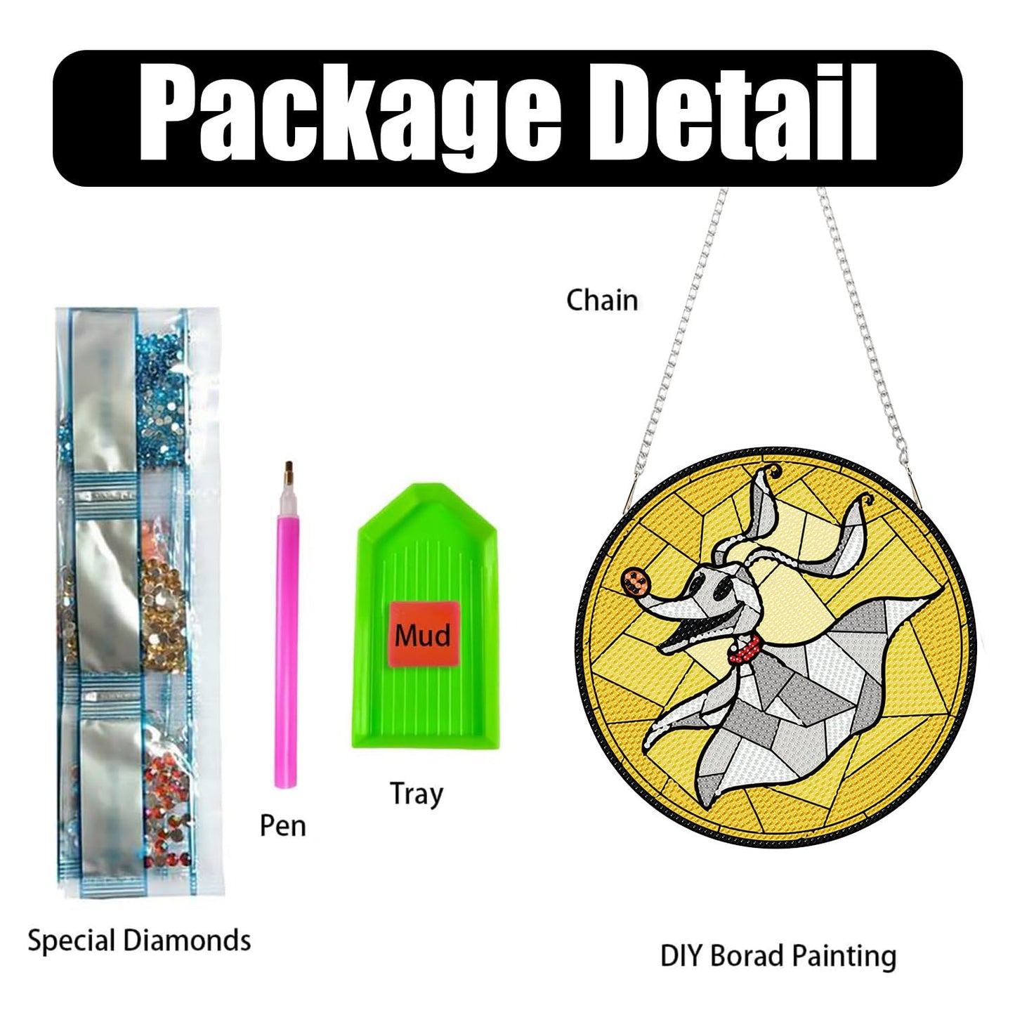 DIY Diamond Art Hanging Kit for Adult,Halloween Acrylic Diamond Art Painting Window Pendants Home Garden Wall Hanging Kits Festival Gift
