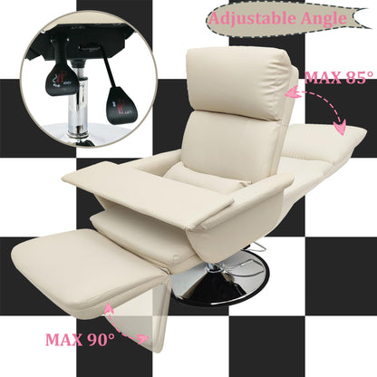 INTSUPERMAI Facial Beauty Salon Chair, 360° Rotation Angle, Max Load 440lbs, Hydraulics Tattoo Chair, Sitting and Reclining, White