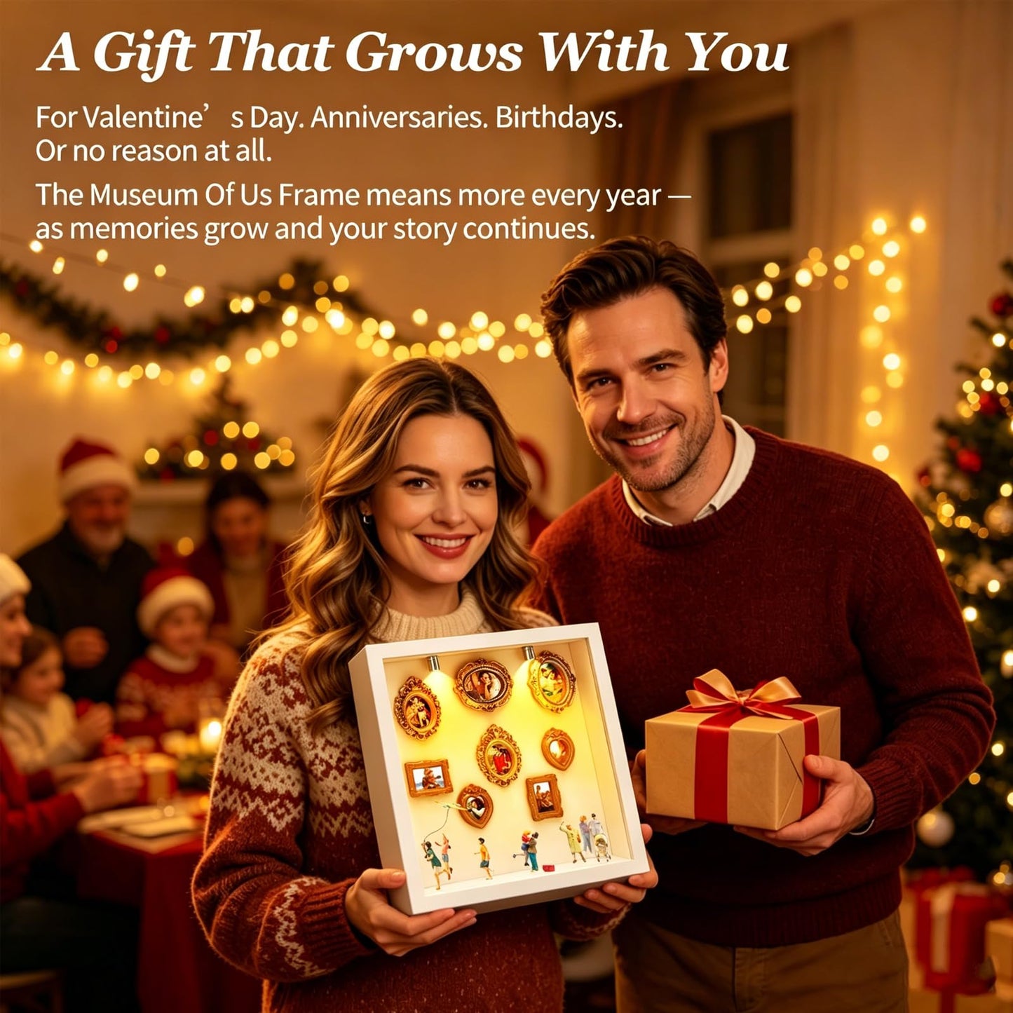 New DIY Mini Gold Grames Silhouette Box, Upgrade Shadow Box Frame Kit with Gold Miniature Museum & Figurines, Celebrate Your Unique Memories in Style, for Anniversary, Wedding, Birthday & Home Decor