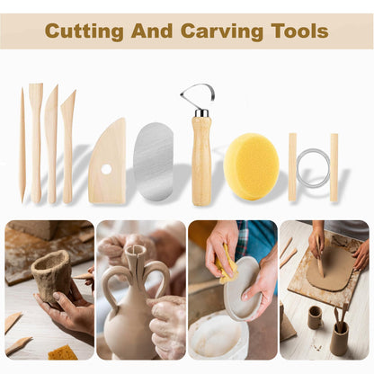 CeeVian Clay Tool Kit 40 PCS Clay Sculpting Tools Pottery Tools Pottery Tools for Sculpting for DIY Handcraft Modeling Clay Carving Tools Set for Beginners and Professional Art Crafts