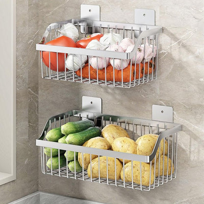 Wire Baskets, SUS304 Stainless Steel Storage Baskets, Durable Baskets for Storage Wall Mount, Hanging Wire Baskets Wall Mount Baskets for Kitchen, Bathroom, Closets - 4 Set