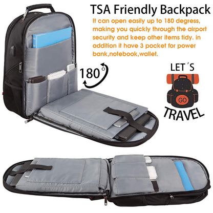LTINVECK Travel Laptop Backpack, Extra Large Backpack for Men Women with USB Charging Port, TSA Friendly Heavy Duty Big Business Computer Bag Tech Backpacks Bag Fit 17 Inch Laptops, RFID Backbag