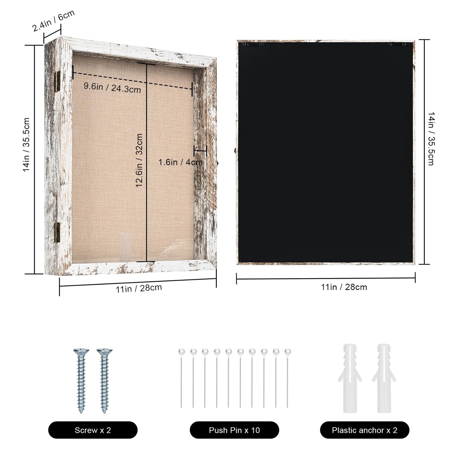 Shadow Box Frame11×14 Display Case with Linen Back, Real Glass Window Door with Hinge, Memorabilia Medals Wedding Bouquet Collections Picture Frame Memory Box for Keepsakes
