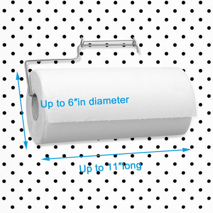 Blulu 4 Packs Pegboard Paper Towel Holder Stainless Steel Pegboard Hooks Organization Accessory for Workshop, Garage, Kitchen, Laundry Room, Bathroom(Silver)