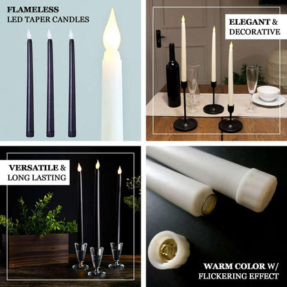Efavormart 8 Pack Mixed Blue Flameless LED Taper Candles, 11" Flickering Battery Operated Candles for Birthday Party, Boy Baby Shower & Event Decor