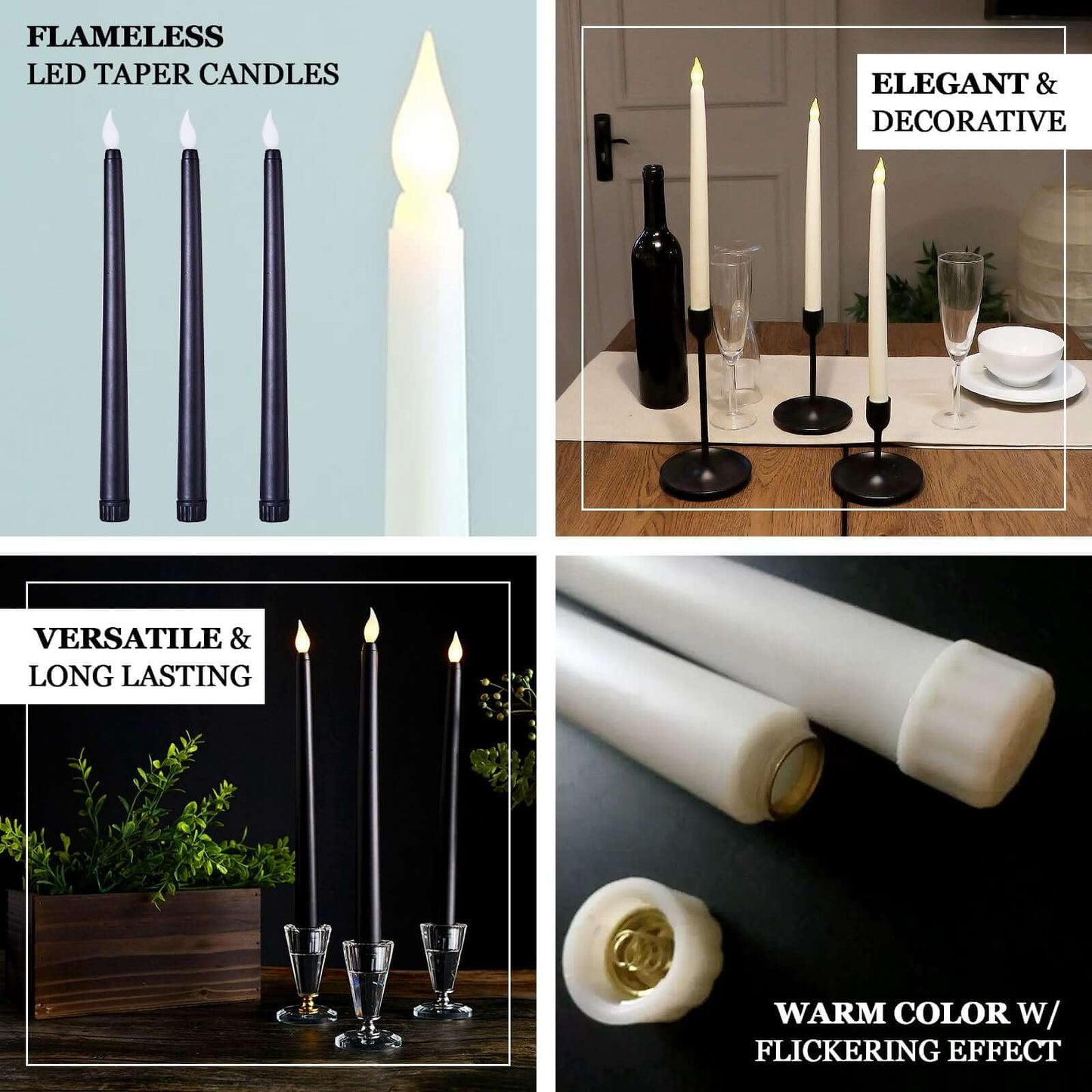 Efavormart Set of 3 | 11" Hunter Emerald Green Flameless LED Taper Candles, Warm Flickering Battery Operated Candles for Christmas & Forest Theme Decor