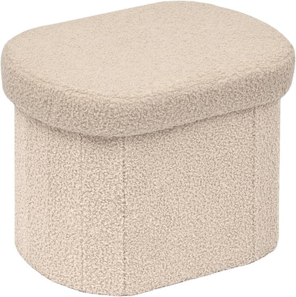 16.14 Inches B FSOBEIIALEO Storage Ottoman for Dorm Room, Boucle Folding Storage Ottoman Foot Rest, Small Collapsible
