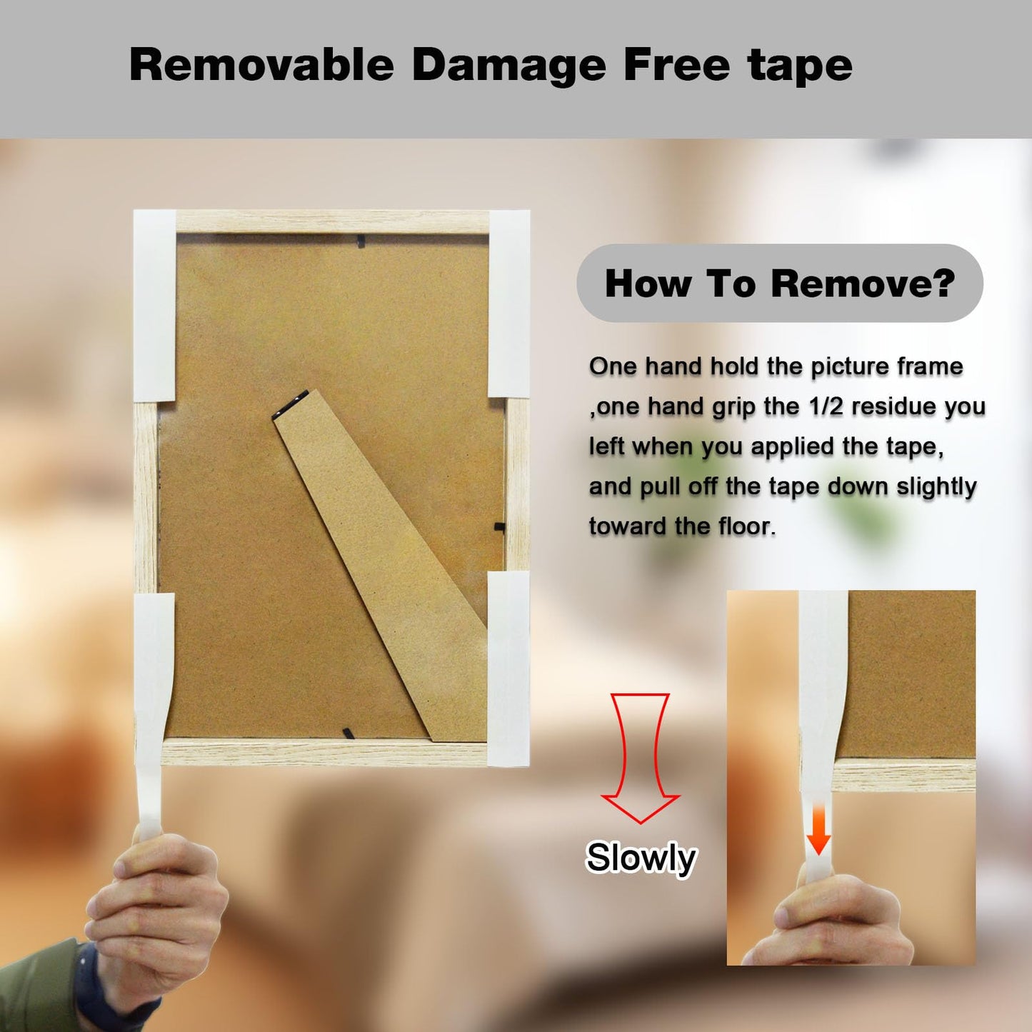 Hasaky Removable Double Sided Tape 18ft, Picutre Hanging Strips Damage Free,Heavy Duty Mounting Tape Wall Adhesive Strips for Poster Carpet Rug Art Craft Scrapbook
