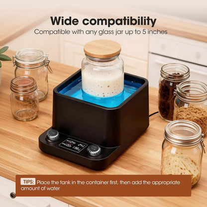 1F (70-104F) 50oz |198-h |360 Sourdough Starter Warmer | Water Bath Precise Thermostat Sourdough Warmer | For Jars