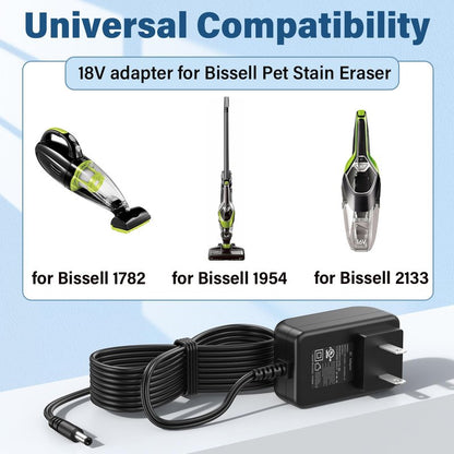 18V Vacuum Charger for Bissell 1782 Pet Hair Eraser Cordless Hand Vacuum 17823 19543, Power Cord AC Adapter for Bissell Bolt 1954 Lithium Pet Lightweight 2-in-1 Upright Vacuum 2133 1608660 1610368