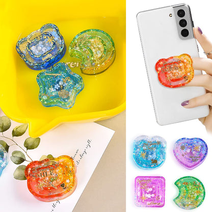 FineInno 8 PCS Resin Shaker Molds,Double Layer Silicone Mold for Epoxy Resin Casting,Heart,Star,Butterfly Quicksand Mold with 80 PCS Sealing Sheet