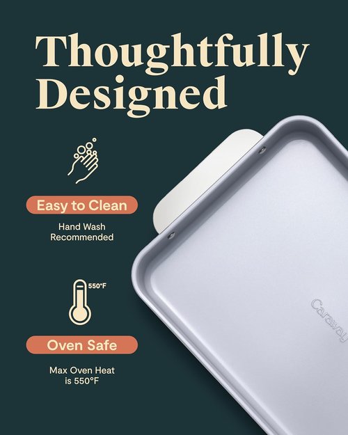 Caraway Non-Stick Ceramic 9”x13” Rectangle Pan Duo - Naturally Slick & Non-Toxic - Ideal for Brownies & Lasagnas - Gray