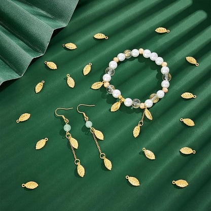 UNICRAFTALE 200pcs Vintage Leaf Charms 15mm Golden Alloy Pendants & Earring Charms for DIY Craft Jewelry Making