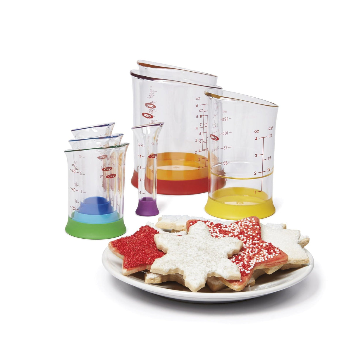 OXO Good Grips 7-Piece Nesting Measuring Beaker Set, Multicolored