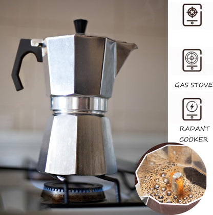 Classic Stovetop Espresso Maker, 9 Cup 450ML 15oz Aluminum Moka Express for Italian and Cuban Café Brewing
