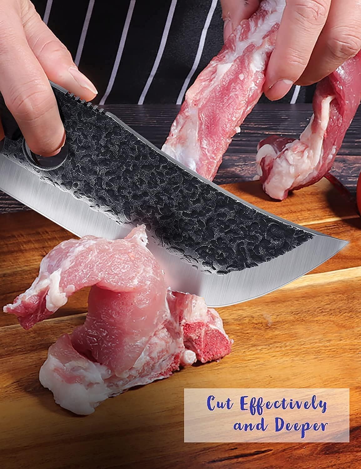 TIJERAS Butcher Knife for Meat Cutting, Japanese Hand Forged Meat Cleaver with Sheath, Full Tang Japanese Cleaver for Camping, BBQ, Birthday Gifts for Men Women