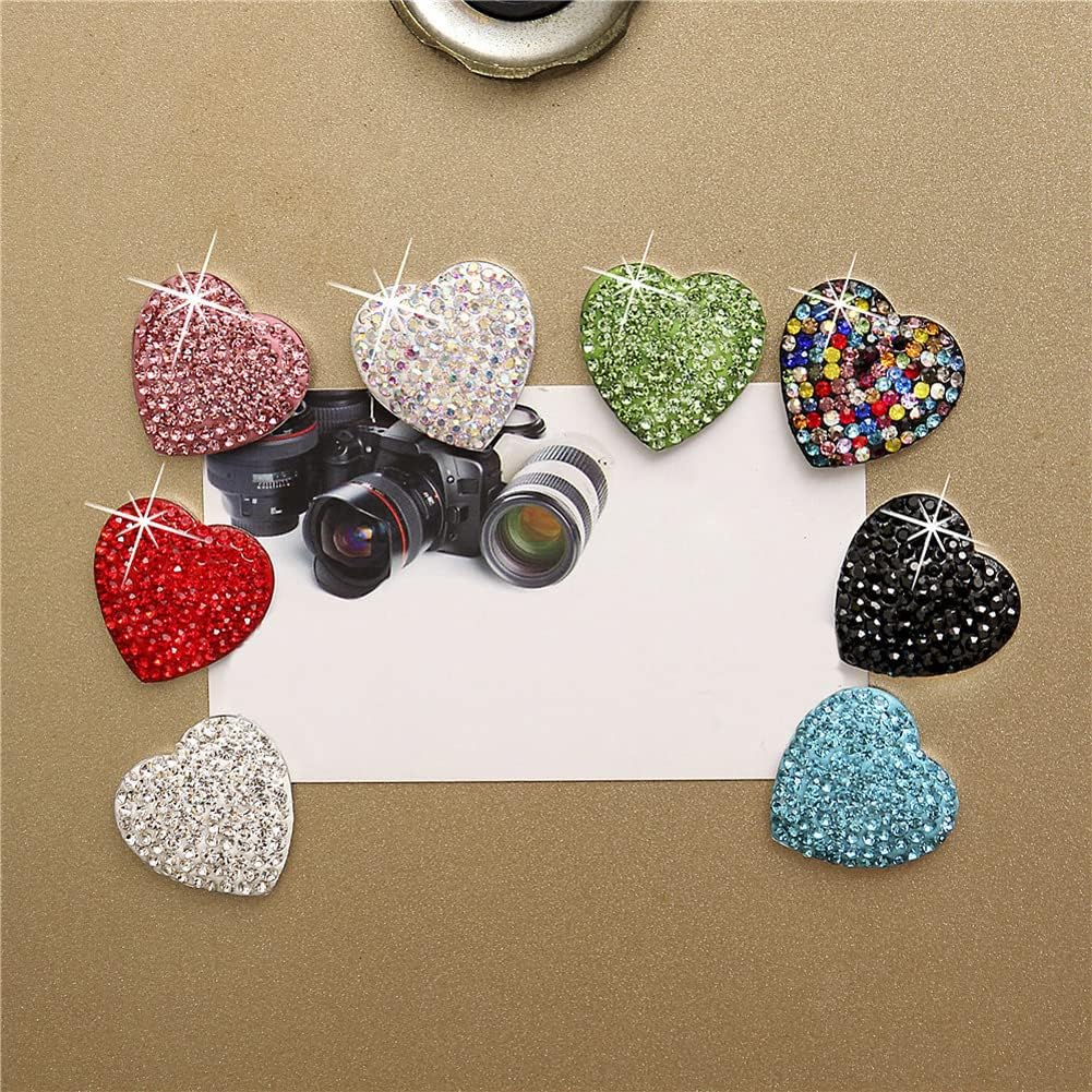 6 Pieces Heart Shaped Refrigerator Magnets, Rhinestone Decorative Fridge Magnets for Office, Kitchen, Whiteboard
