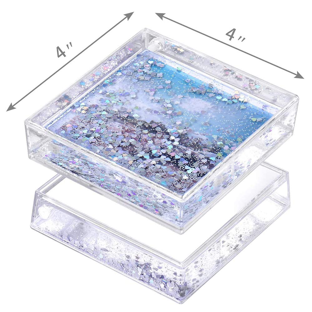 Kingho 4x4 Glitter Picture Frame Cute Liquid Acrylic Photo Frames for Family Friends Couples Gifts, Mount for 4x4 inch (10x10 cm) Picture