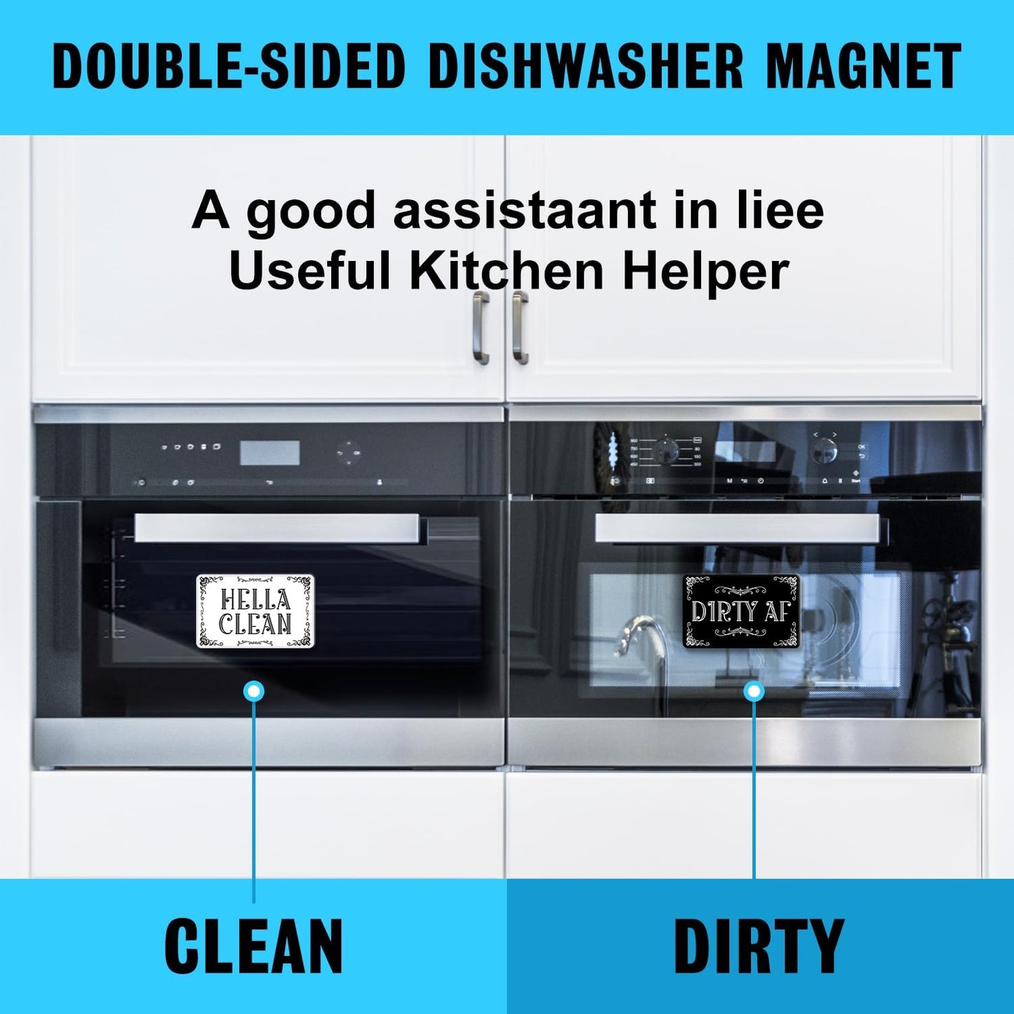 Funny Clean Dirty Dishwasher Magnet, Double Sided Kitchen Reversible Sign, Apartment Kitchen Accessories Decor Magnet
