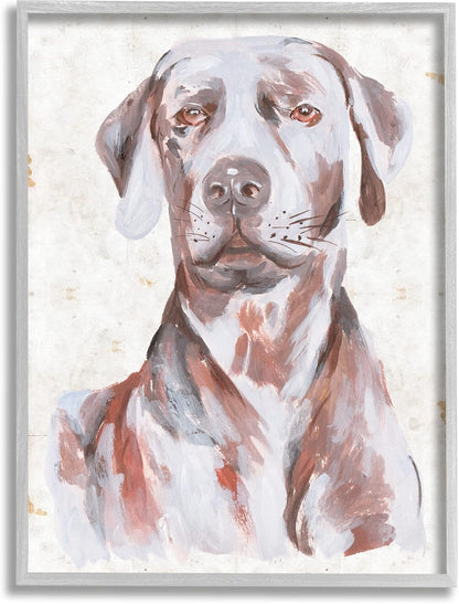Stupell Industries House Dog Pet Portrait: Labrador Soft Tone Painting by Melissa Wang, Gray Framed Wall Art (16 x 20)