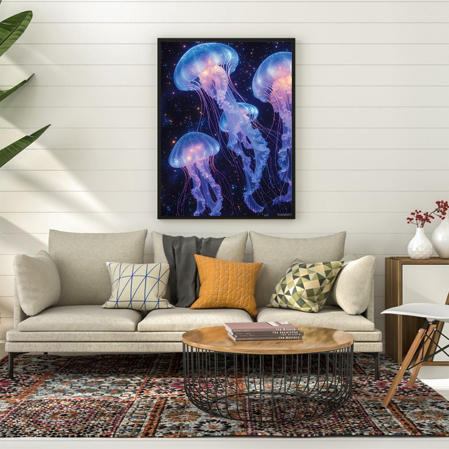 PUAGEMTI Diamond Art Kits for Adults 5D Frameless Floating Space Jellyfish A Diamond Painting Kits for Adults Beginner, Round Diamond Kits for Home Wall Decor 12x16 Inch
