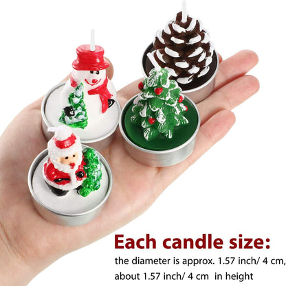 3 Pieces Tealight Candles Handmade Delicate Santa Hat Claus Christmas Tree Candle Wax Snowman Elk Pinecone House Candles for Party Wedding Spa Home Decoration Christmas Gifts