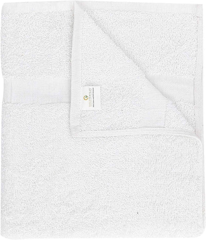 12 Pack (22x44 Inches) GOLD TEXTILES Bulk Bath Towels White Economy Light Weight Easycare