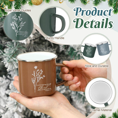 Gandeer 20 Pcs Easter Christian Coffee Mugs Bulk 12 oz Religious Bible Verse Quotes Enamel Mug for Easter Staff Coworker Teacher Nurse Social Worker Volunteer Sunday School Church