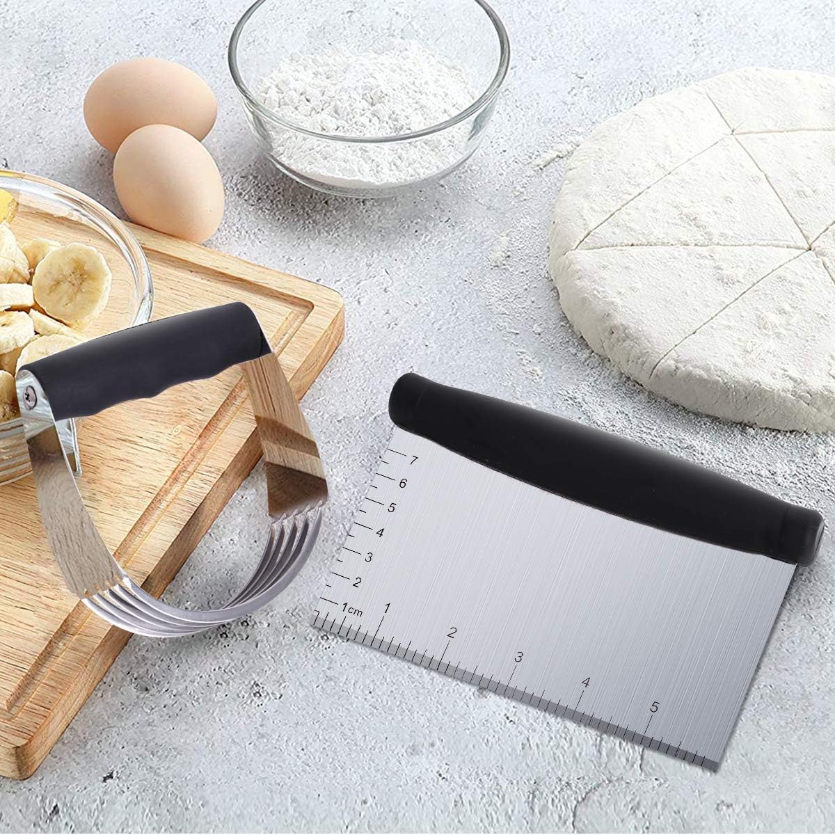 Dough Blender Set - Stainless Steel Pastry Cutter with Scraper and Brush, Professional Baking Tools