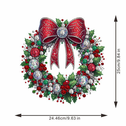 BAYUNOE DIY Hanging Diamond Pendant Christmas Design Diamond Art Painting Ornament Double Sided Pattern Single Sided for Window Wall Door Decor Home Garden-Christmas Wreath