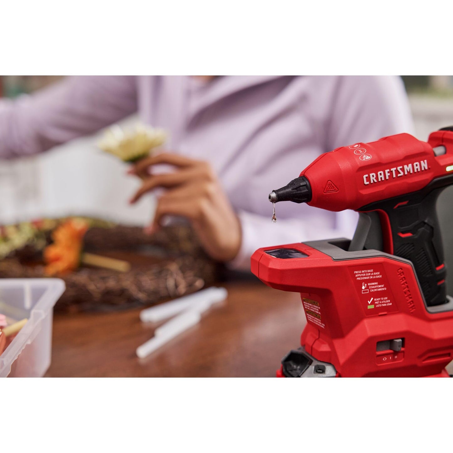CRAFTSMAN V20 Mini Cordless Hot Glue Gun and Sticks Set with LED Light, Fast Heat Up, Dual Temperature Setting, Compact, Battery Sold Separately (CMGL100B)