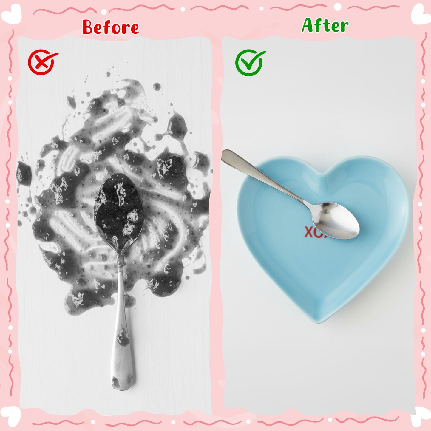 Valentine's Day Ceramic Spoon Rest for Stovetop - 4Pcs Conversation Heart Spoon Rest Set Heart Shape Cooking Ladle Holders Sauce Dishes Utensil Rests for Kitchen Countertop Decor Valentines Gift Favor