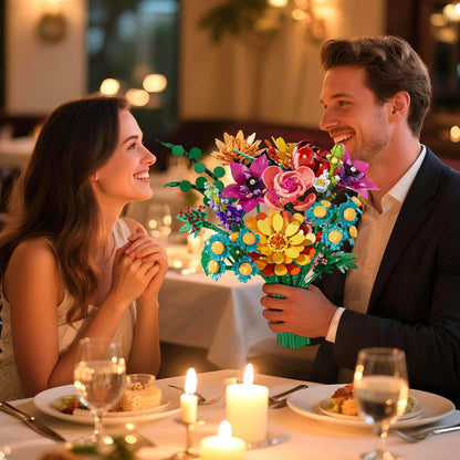 Utbttor Flowers Bouquet Building Set,891PCS Artificial Plant Flower Kit Toy for Kids, Artificial Flowers Botanical Collection for Women Girls, Gifts for Mother's Day, Christmas & Home Decor