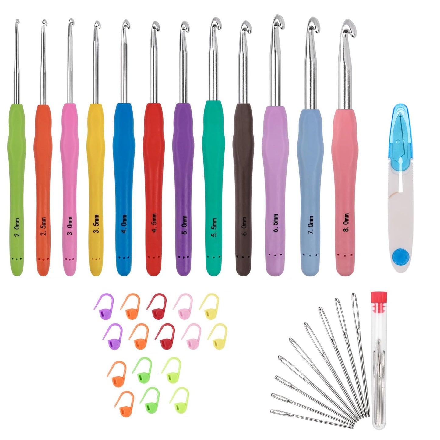 AMZTKDIY Yarn Winder Set with 12 Crochet Hooks | Electric & Manual Ball Winder for Crocheting | Large 10(3.5) oz Capacity, Stepless Speed Control, Low Noise (White-Gray (Manual Capacity 3.5oz))