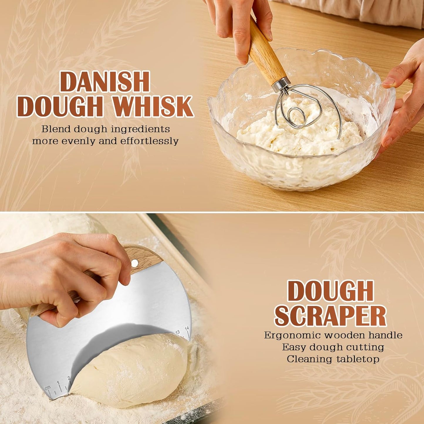 9" 10" 37oz Sourdough Starter Kit with Round & Oval Banneton Proofing Basket and Starter Jar - Beginner-Friendly