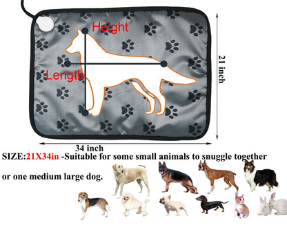 Pet Heating pad Outdoor Small Dog cat Heating pad Heated ped beds for Outside Dogs House Heater Electric Warming pad for Puppies with Timer,Chew Resistant Cord,Easy Clean,Waterproof