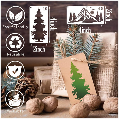 Mountain Stencils for Painting on Wood Burning Patterns Pine Tree Stencils Nature Stencil Christmas Tree Paint Template on Art Craft Canvas Wall Fabric Rock (50 Mountain)