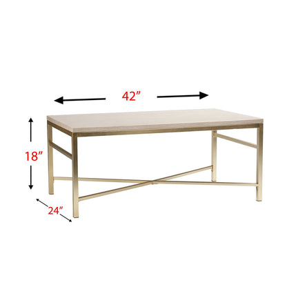 SEI Furniture - Orinda Faux Stone Cocktail Table - Travertine - Transitional Design, Finish - Ideal for Living Room, Family Room (CK3940)
