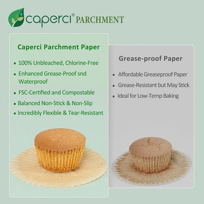 Caperci Jumbo Muffin Liners - 200 Pcs Natural Paper Baking Cups | Non-Stick, Grease-Proof & Food Grade