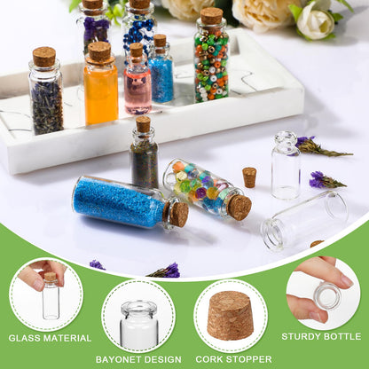 Dandat 100 Pcs Mini Glass Jars Bottles with Cork Stoppers, 5ml, 10ml, 14ml DIY Decoration Small Clear Glass Jars for Halloween Arts Crafts Projects Wedding Party Favors