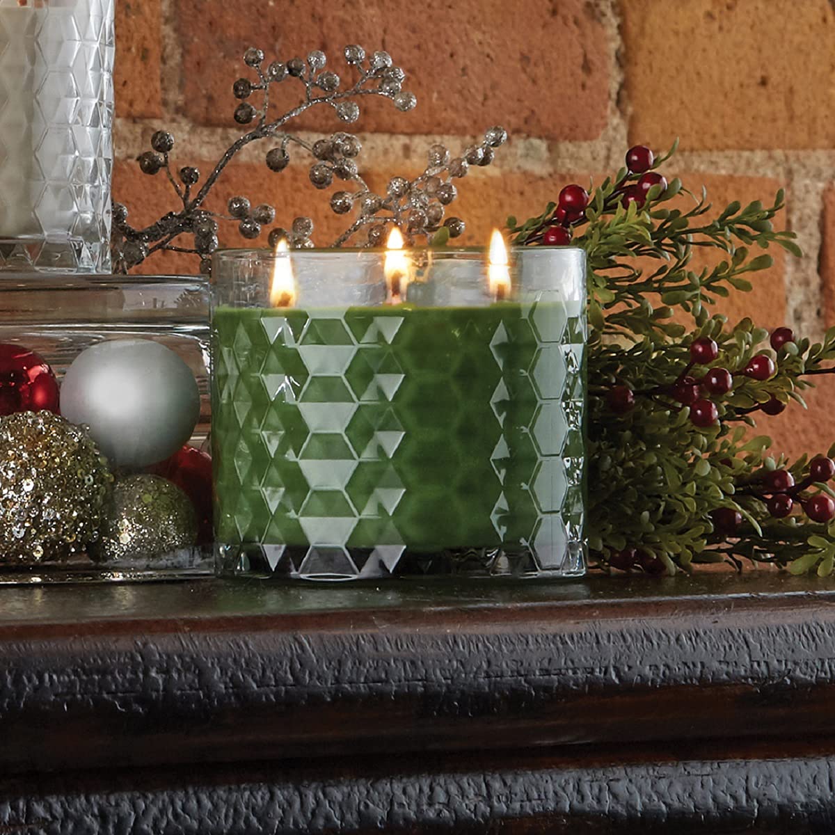 Root Candles Holiday Scented Candles Honeycomb Glass Premium 3-Wick Handcrafted Beeswax Blend Candle, 12-Ounce, Winter Balsam