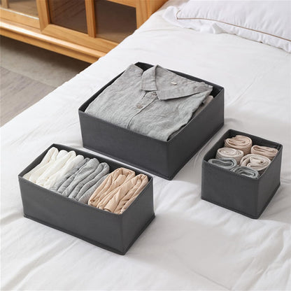 Drawer Organizer for Clothes, Set of 3 Storage Boxes, Sock and Underwear Organizer Dividers for Closet Dresser Drawers