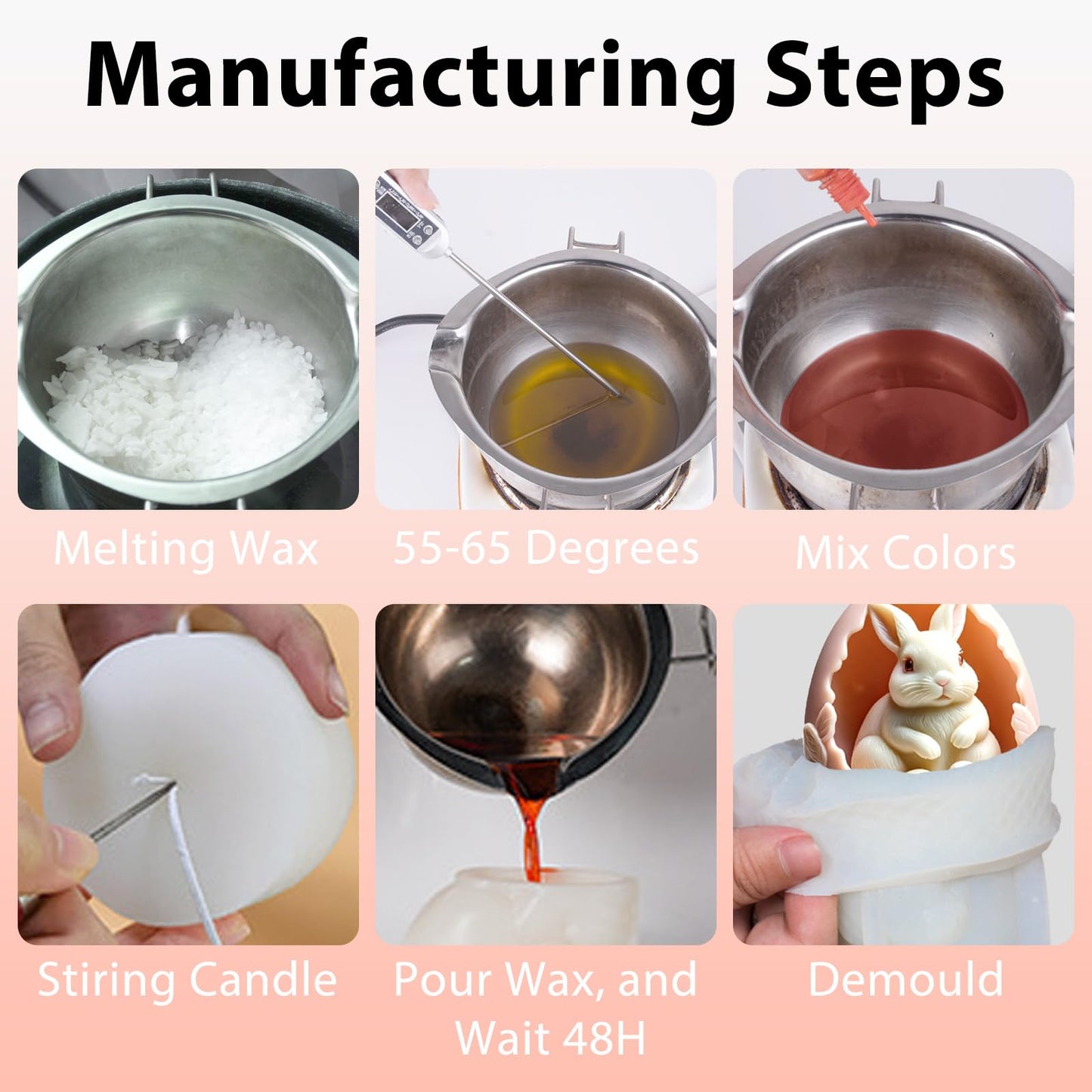 Rabbit Egg Candle Mold, Cute Easter Bunny Silicone Molds for Candle Making Aromatherapy & Handmade Wax Soap, Epoxy Resin Casting Molds for DIY Resin Craft, Perfect for Easter Home Decor