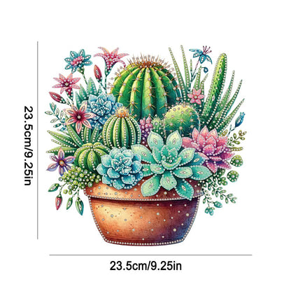 Sulunmo Diamond Art Hanging Kit, Acrylic Diamonds Art Painting Pendant for Adults, DIY Gem Painting Board Kit for Window Door with Crystal Drills(Cactus Pot-184)