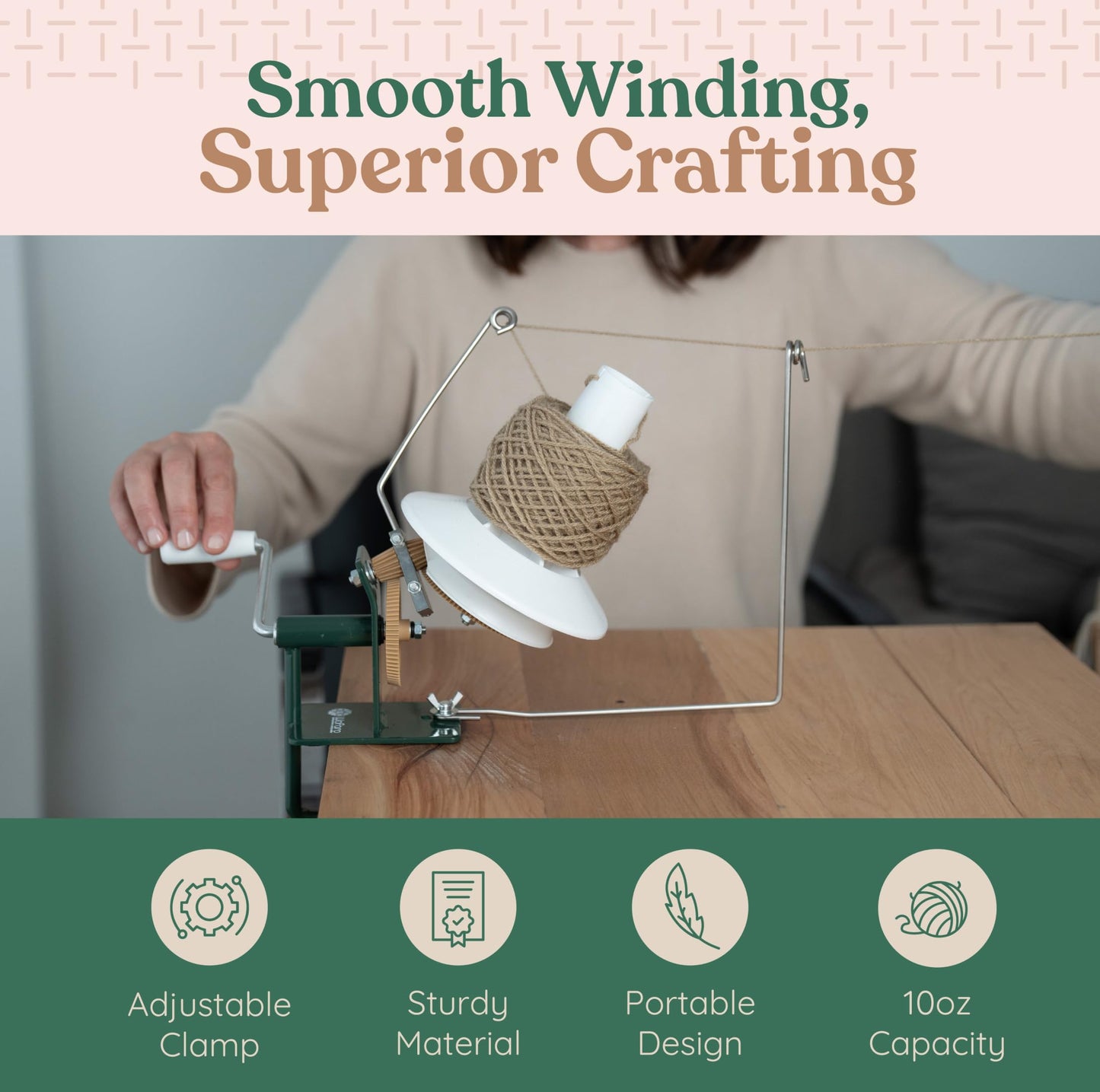 Wofaro - Large Capacity Yarn Ball Winder & Spinner. Hand-Operated Winder for Crocheting & Knitting, Supports 10 oz Yarn Capacity, Ideal for Crafters.