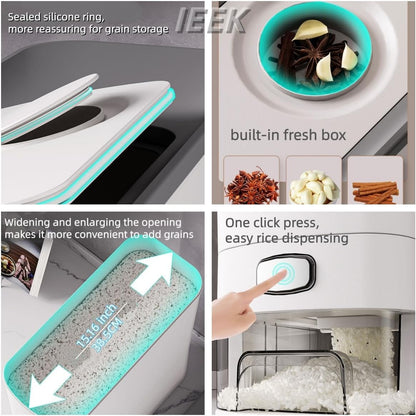 12 Lbs,Large IEEK Rice Dispenser Cereal Dry Food Storage Containers Rice Storage Container Sealed Moisture Proof