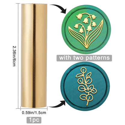 CRASPIRE 15mm Wax Seal Stamp Mini 2 Sides Pattern Brass Sealing Stamp Lily of The Valley Eucalyptus Leaves Vintage for Wedding Invitations Envelopes Halloween
