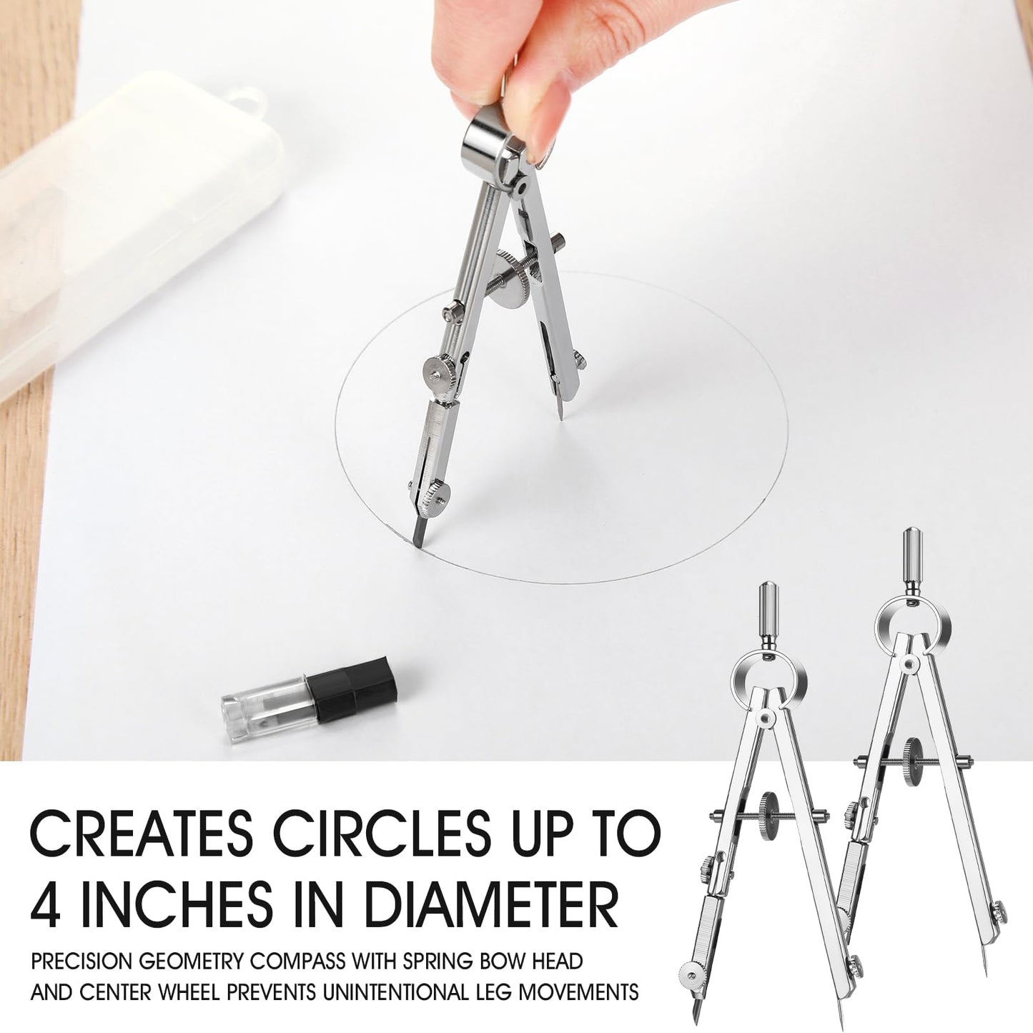 Zonon 12 Pcs Compass for Geometry Compass Bulk for Classroom Math Students Protractor for Art Compass Precision Tool with Pencil Back to School Supply for Office Art Drafting Drawing Wood Working
