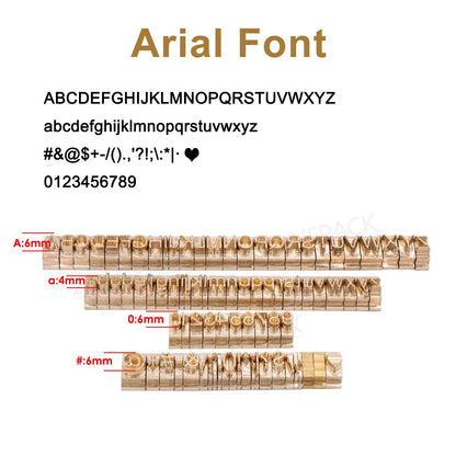 ZONEPACK Copper Brass Stamping Flexible Letters Numbers Alphabets Symbols Characters Molds CNC Engraving Molds for Hot Foil Stamping Machine (83pcs Arial)