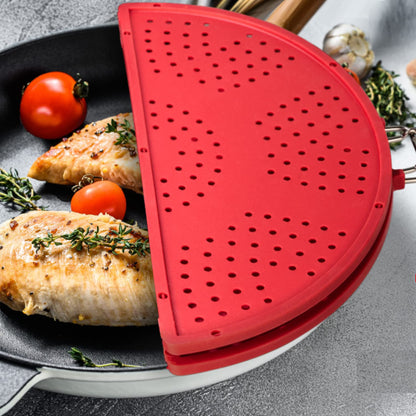 K KIRKWOOD KITCHEN Splatter Screen for Frying Pan Foldable Grease Splatter Guard Silicone Splatter Shields Multifunction Oil Screen for Skillet with Folding Handle Bacon Splatter Screen Strainer